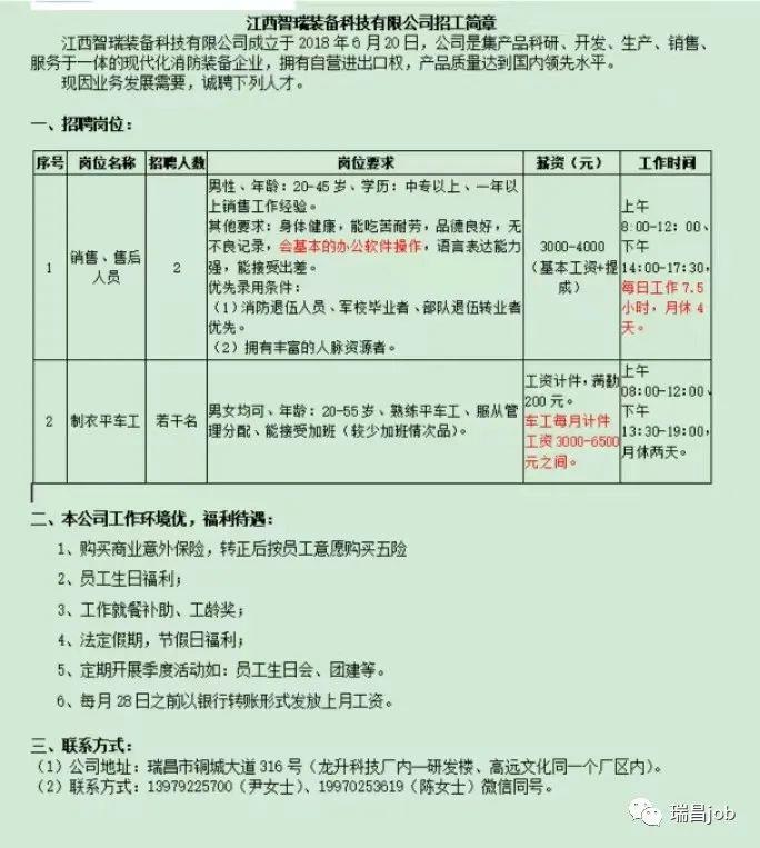 瑞昌码头人力资源平台——最新职位发布汇总